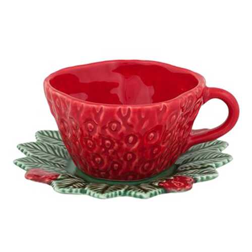 Кофейная чашка с блюдцем Bordallo Pinheiro Strawberries 300 мл в Fissman