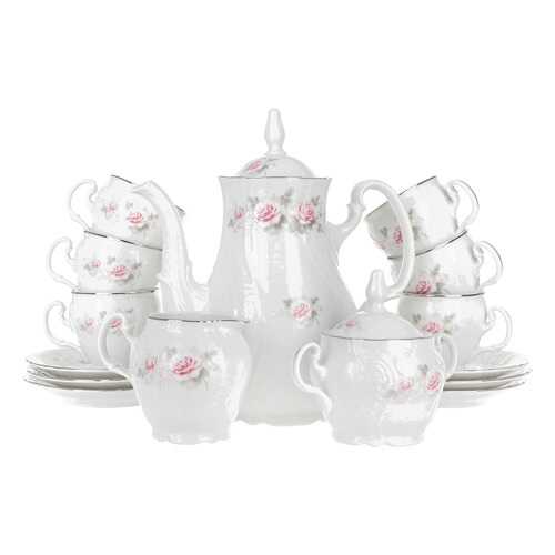 Кофейный сервиз 6/9; Bernadotte, декор Бледные розы, отводка платина в Fissman